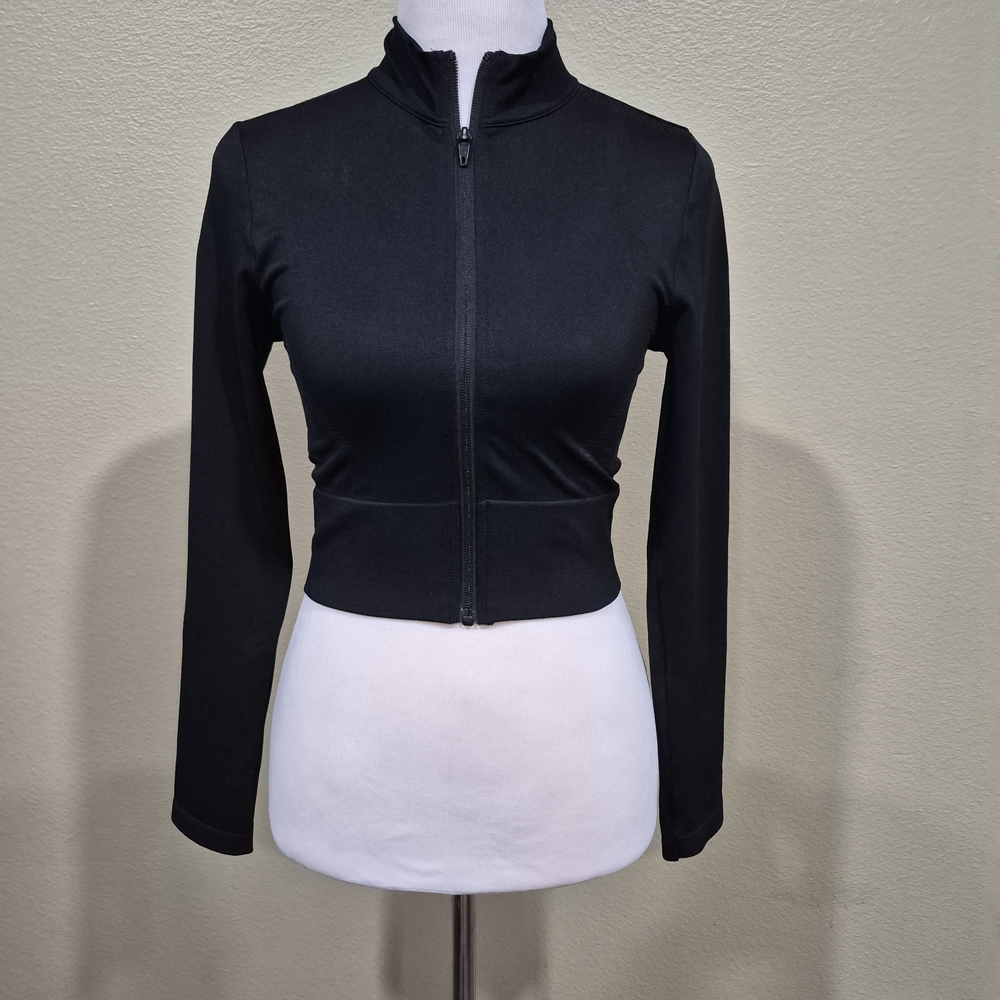 Adidas  We Knit Black Zip-Up Cropped Jacket JX3900 Size Small
